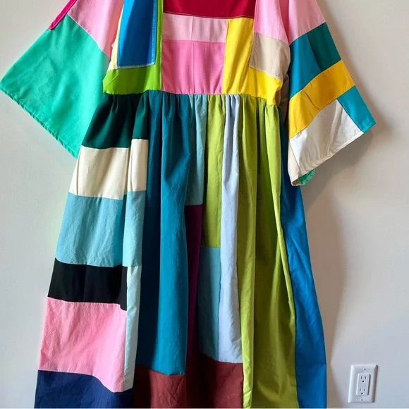 Handmade Quilted Patchwork Colorblock Dress SKU 02265 - Picture 12 of 16